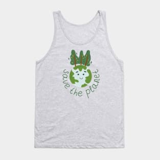 Planet Earth with smiling face and trees Tank Top